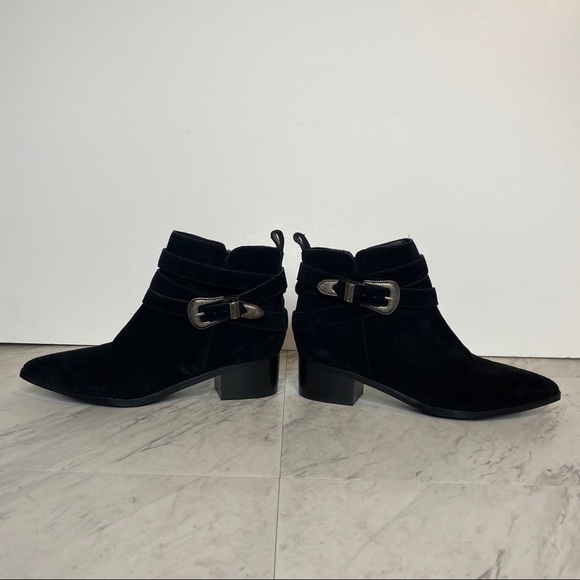 Marc Fisher Yandi Western Black Suede Bootie 7M - Picture 7 of 13